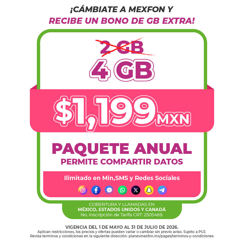 Promo Portabilidad Telefonía celular - 2GB Anual - Ilimitado