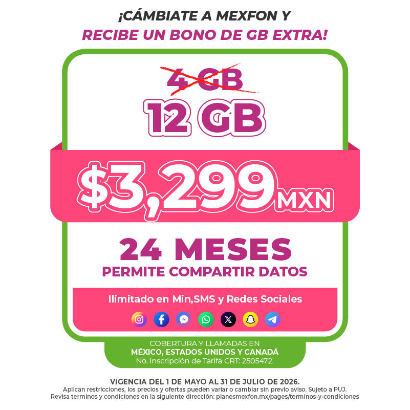 Promo Portabilidad Telefonía celular - 4GB - 24 meses - Ilimitado