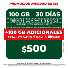 Promo Navidad Reyes Telefonía celular - Paquete compartir 100GB - Ilimitado