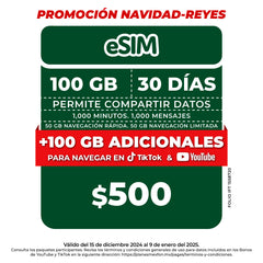 Promo Navidad Reyes Telefonía celular - Paquete Compartir 100GB - eSIM QR - Ilimitado