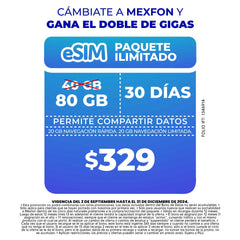 Promo Portabilidad Telefonía celular - Paquete Compartir 40GB - eSIM QR – Ilimitado