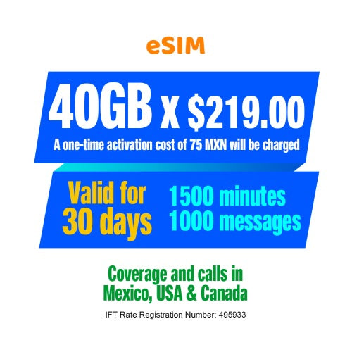 Cellular telephony - 40GB - eSIM QR