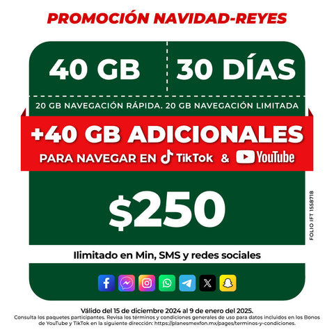 Promo Navidad Reyes Telefonía celular - 40GB – Ilimitado