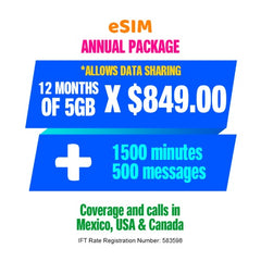Cellular telephony - 5GB Annual - eSIM QR