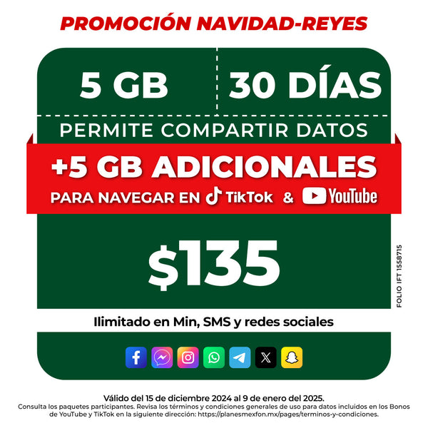 Promo Navidad Reyes Telefonía celular - 5GB – Ilimitado