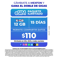 Promo Portabilidad Telefonía celular - 6GB  - eSIM QR – Ilimitado