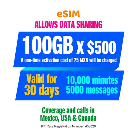 Cellular telephony - Share package 100 GB - eSIM QR