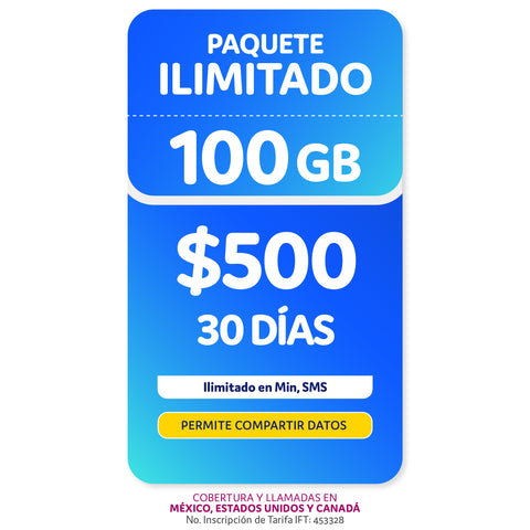 Telefonía celular - Paquete compartir  100GB - Ilimitado