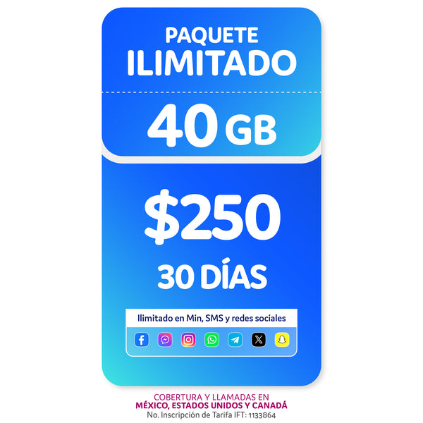 Telefonía celular -  40GB - Ilimitado