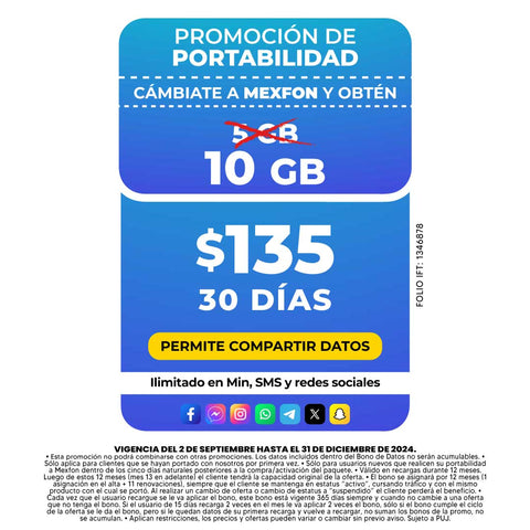 Promo Portabilidad Telefonía celular - 5GB – Ilimitado