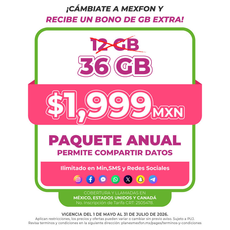 Promo Portabilidad Telefonía celular - 12GB Anual - Ilimitado