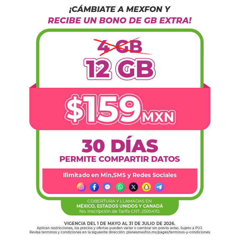 Promo Portabilidad Telefonía celular - 4GB - 30 días - Ilimitado