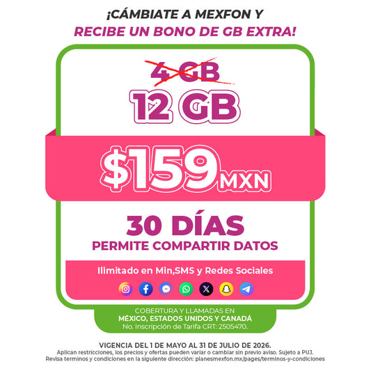 Promo Portabilidad Telefonía celular - 4GB - 30 días - Ilimitado