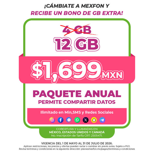 Promo Portabilidad Telefonía celular - 4GB Anual - Ilimitado