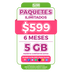 Telefonía celular -  5GB SEMESTRAL - Ilimitado