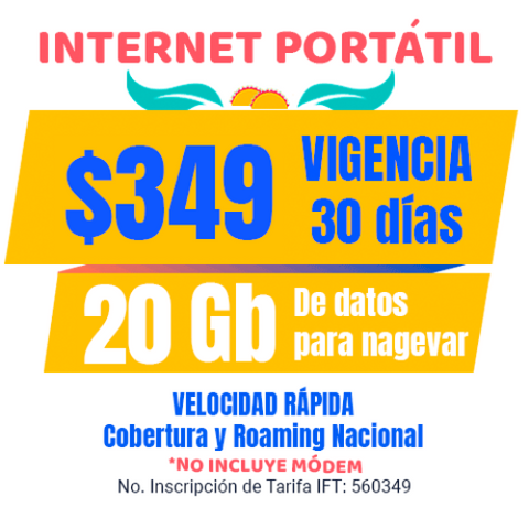 Internet portátil - SIM 20 GB (No incluye módem)