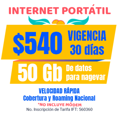 Internet portátil - SIM 50 GB (No incluye módem)