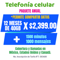 Telefonía celular - Paquete compartir 40 GB ANUAL